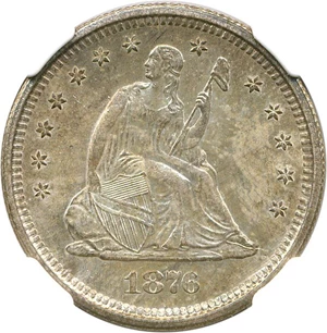 image for: 1876-S 25c NGC MS63