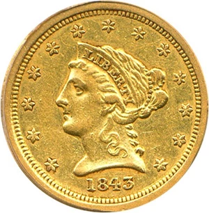 image for: 1843-O $2 1/2 PCGS/CAC XF45