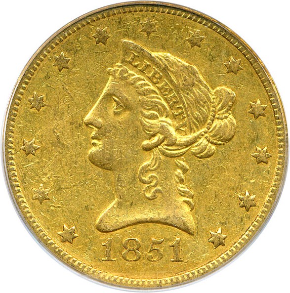 image for: 1851-O $10 PCGS XF40 OGH