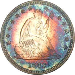 image for: 1882 25c PCGS Secure Proof 64+ DCameo * Color *