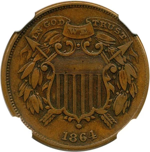 image for: 1864 2c NGC XF40 (Small Motto)