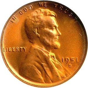 image for: 1951-S 1c ANACS MS67 RD