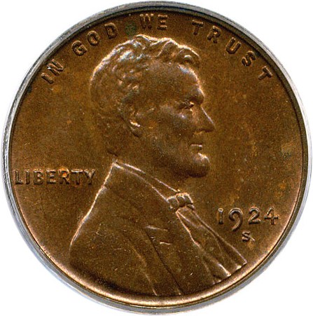 image for: 1924-S 1c PCGS MS64 RB