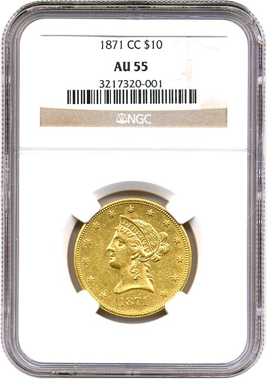 image for: 1871-CC $10 NGC AU55