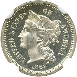 image for: 1869 3cN NGC Proof 66+ Cameo