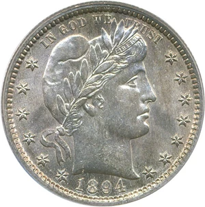 image for: 1894-S 25c PCGS MS64