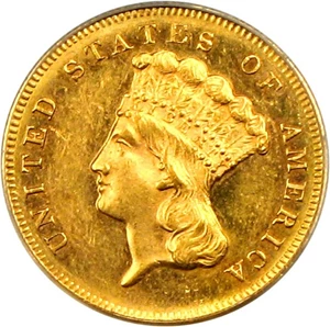 image for: 1870 $3 PCGS/CAC MS62