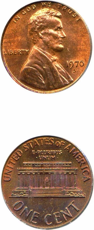 image for: 1970-S 1c PCGS MS64 RB (Large Date, Doubled Die Obverse)