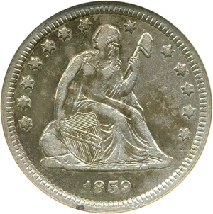 image for: 1859-O 25c ANACS XF45