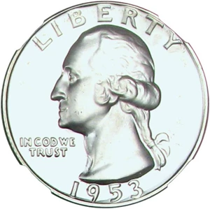 image for: 1953 25c NGC Proof 67 Cameo
