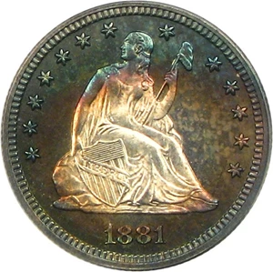 image for: 1881 25c PCGS Secure Proof 66 Cameo * Color *