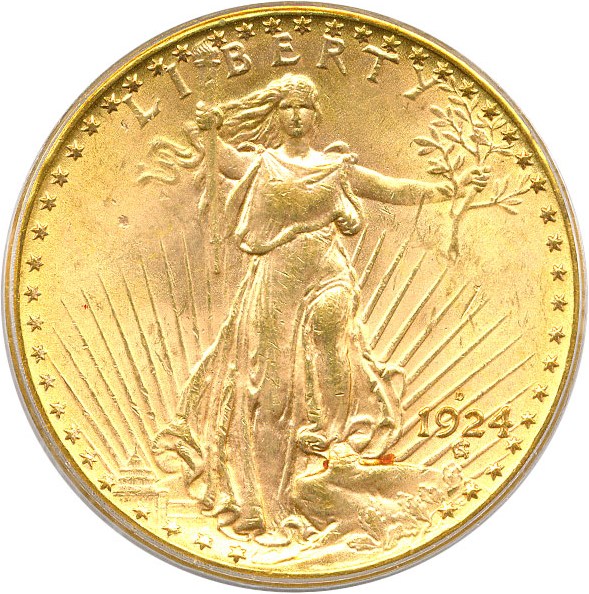 image for: 1924-D $20 PCGS MS64