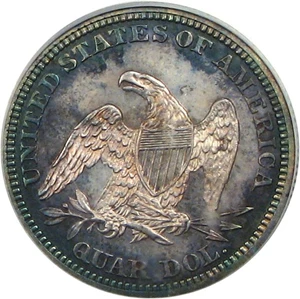 image for: 1865 25c PCGS/CAC Proof 64 Cameo * Color *