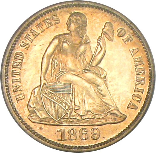 image for: 1869 10c PCGS/CAC Proof 63