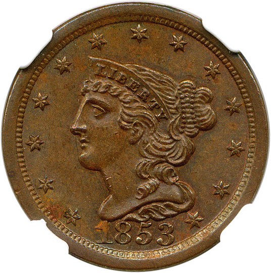 image for: 1853 1/2c NGC/CAC MS64+ RB