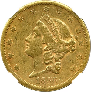 image for: 1866-S $20 NGC AU53 (Motto)