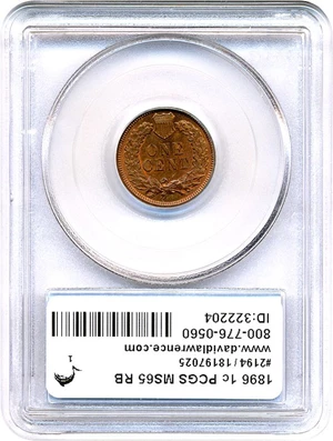 image for: 1896 1c PCGS MS65 RB