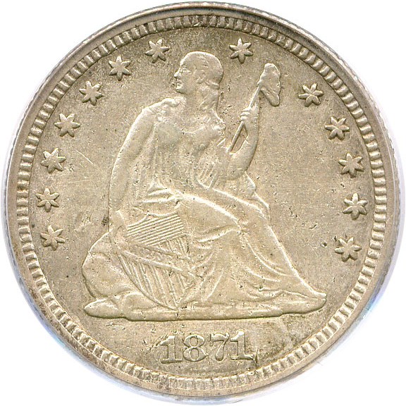 image for: 1871-CC 25c PCGS Genuine (XF Details)