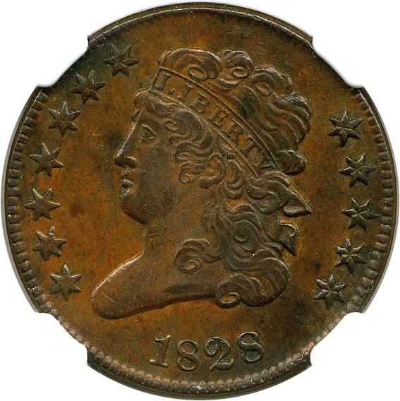 1828 Classic Head Half Penny 12 Stars BN Mint State (MS