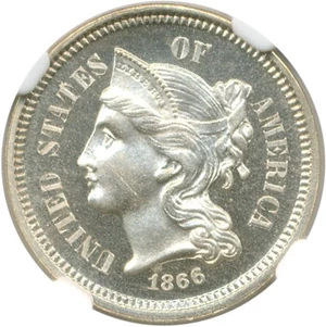 image for: 1866 3cN NGC Proof 66 Cameo