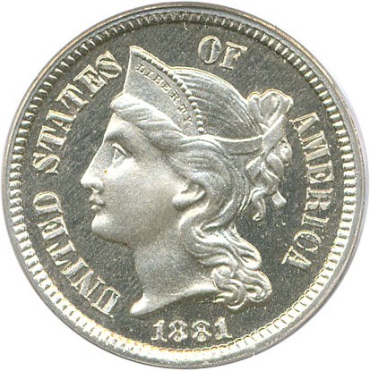 image for: 1881 3cN PCGS Proof 66 Cameo