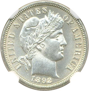 image for: 1892-O 10c NGC MS65