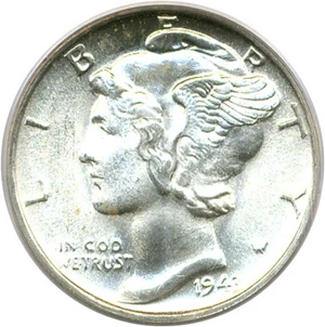 image for: 1943-S 10c PCGS MS66 FB