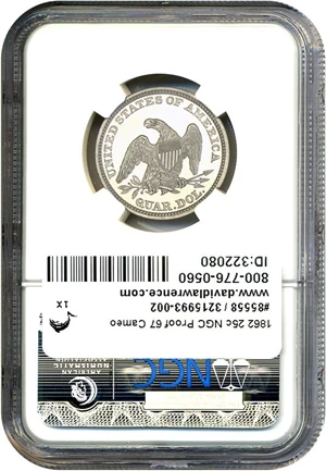 image for: 1862 25c NGC Proof 67 Cameo
