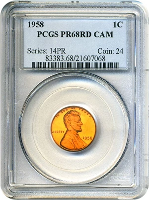 image for: 1958 1c PCGS Proof 68 RD Cameo