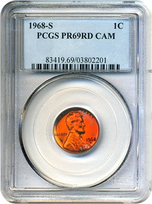image for: 1968-S 1c PCGS Proof 69 RD Cameo
