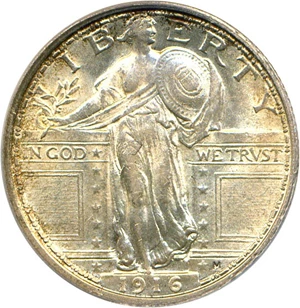 image for: 1916 25c PCGS MS62 FH (Standing Liberty)