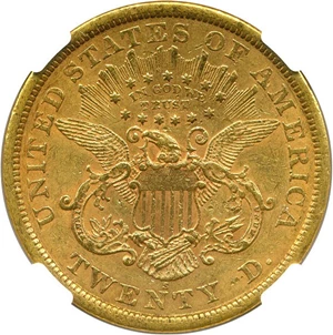 image for: 1866-S $20 NGC AU53 (Motto)