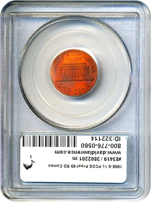 image for: 1968-S 1c PCGS Proof 69 RD Cameo