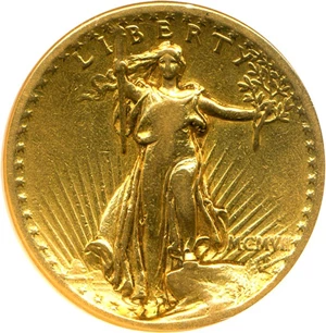 image for: 1907 $20 NGC VF35 (High Relief, Flat Rim)