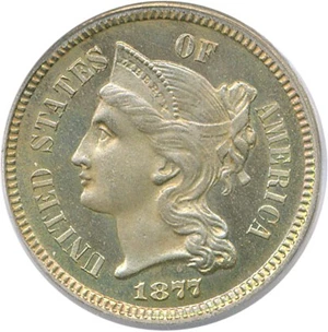 image for: 1877 3cN PCGS/CAC Proof 66