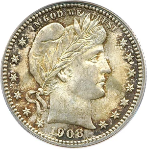 image for: 1908 25c PCGS/CAC MS65