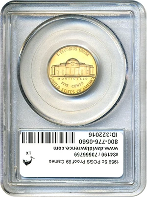 image for: 1958 5c PCGS Proof 69 Cameo * Pop 1 *