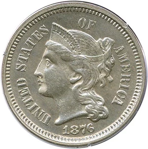 image for: 1876 3cN PCGS/CAC Proof 65 OGH