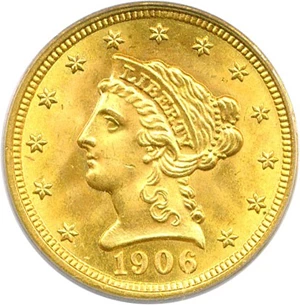 image for: 1906 $2 1/2 PCGS/CAC MS65