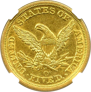 image for: 1851-O $5 NGC AU53