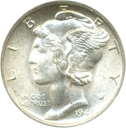 image for: 1945-S 10c PCGS MS65 FB (Micro S) OGH