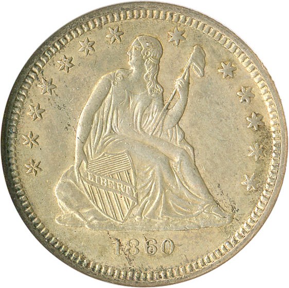 image for: 1860-O 25c ANACS Unc Details (Cleaned)