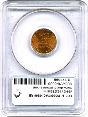 image for: 1911 1c PCGS/CAC MS66 RB