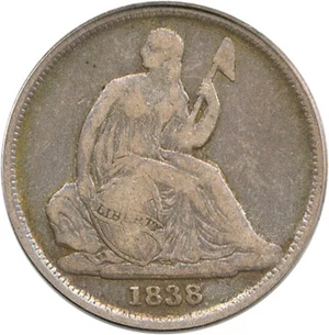 image for: 1838-O 10c PCGS/CAC F15 (No Stars) OGH