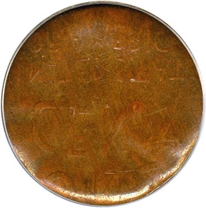image for: Mint Error: Undated 1c PCGS AU58 (Late Stage Brockage)