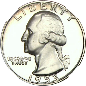 image for: 1953 25c NGC Proof 68 Cameo