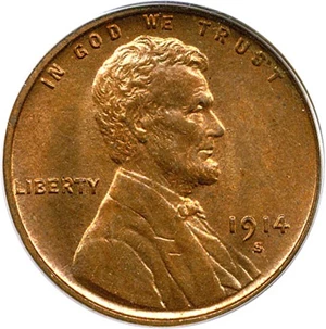 image for: 1914-S 1c PCGS MS65 RD