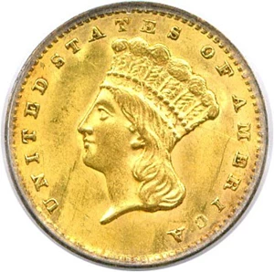 image for: 1861 G$1 PCGS MS62