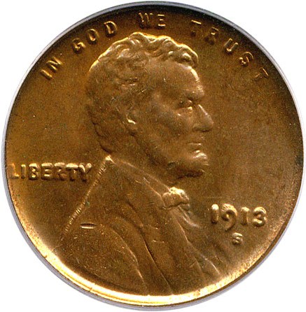 image for: 1913-S 1c PCGS/CAC MS64 RB