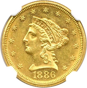 image for: 1886 $2 1/2 NGC MS60